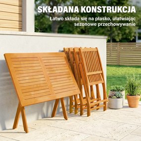 Outsunny Zestaw mebli ogrodowych FSC z drewna, 5-cz., składany stół z 4 krzesłami, lamelowy design | Aosom PL
