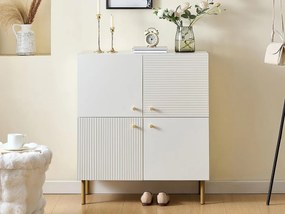 Szafa na buty 80x36x90cm - 4 drzwi - Nóżki metalowe - MDF - Biały