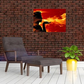 Obraz kobiety z płomieniami (70x50 cm)