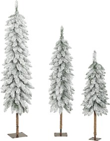 HOMCOM 3‑cz. zestaw śnieżnych sztucznych choinek 90/120/150 cm — metalowe podstawy, ognioodporne