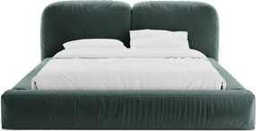 Morskie tapicerowane łóżko dwuosobowe ze schowkiem ze stelażem 200x200 cm Martina – Micadoni