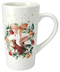 Świąteczny kubek porcelanowy Wieniec wiewiórki, 550 ml