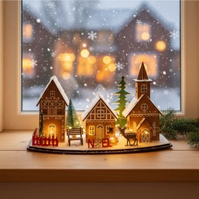 Lampion miasteczko bożonarodzeniowe, LED, 30 x 15 cm