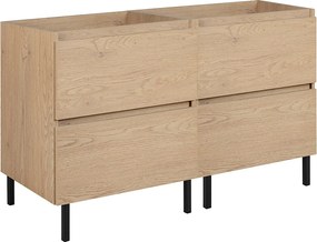 Meble łazienkowe 120 cm (2 x 60) + nóżki, Kolor: Jasny Dąb, 120 x 80,7 x 46 cm