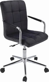 Czarny welurowy fotel obrotowy pikowany D5-B29