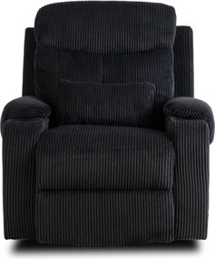 Fotel Rozkładany z Podnóżkiem TORRES Czarny Sztruksowy Nowoczesny