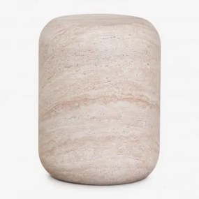 Zestaw 2 Stolików Nocnych Ø35 Cm Z Betonu Fonelas Look Travertino - Sklum