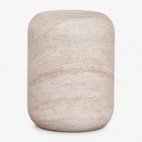 Zestaw 2 Stolików Nocnych Ø35 Cm Z Cementu Fonelas Look Travertino - Sklum