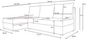 Rozkładana narożna sofa VALERIO SLIM 200x140 cm, jasnoszara/beżowa, uniwersalna + 2 poduszki GRATIS