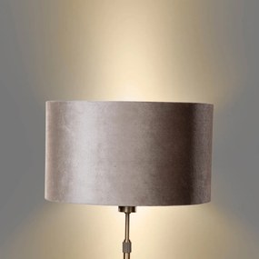 Lampa stołowa brązowa z abażurem z weluru taupe 35cm - Parte Nowoczesny Oswietlenie wewnetrzne