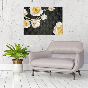 Obraz białych kwiatów róży (70x50 cm)