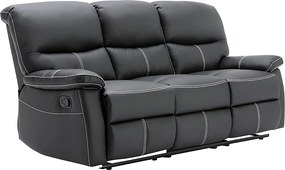 Kanapa 3+2+1-osobowa oraz fotel z funkcją relax z ekoskóry w kolorze czarnym CANBY