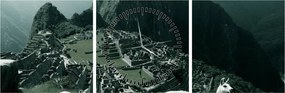 Obraz - Lamy w Machu Picchu w Peru (z zegarem) (90x30 cm)