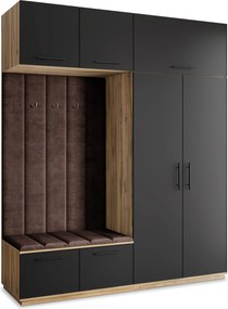 Masseno Garderoba REMA 200/240/60 cm Nowoczesna Szafa do Przedpokoju Dąb wotan, MONOLITH 29 (Brązowy)