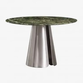 Okrągły Stół Jadalniany Ø120 Cm Ze Stali Nierdzewnej Baelor Marble Green Forest - Sklum