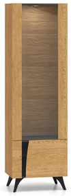 Witryna do salonu HESTIA 1W1D 58cm dąb/czarna prawa ML MEBLE