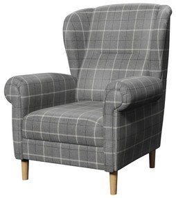 Szary fotel typu uszak Swan – Ropez