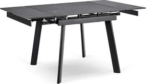 Stół Rozkładany Kwadratowy LARES 90-150 cm Ceramiczny Czarny Marmur/Czarny Nowoczesny
