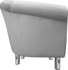 Fotel Milo tkanina Welur wygodny fotel tapicerowany do salonu i sypialni : Kolor nogi - Chrom, Kolor tkaniny - VELVET - MG17, Wysokość nogi - 15 cm