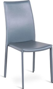 Komplet 4 krzeseł jadalnianych w stylu vintage "Fiordaliso" ze skóry ekologicznej w kolorze szarym, 41x42 cm, wysokość 95 cm.