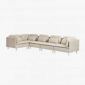 Modułowa Sofa Narożna 5-częściowa Oriol Tkaniny Beżowy Krem - Sklum
