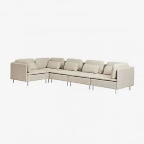 Sofa Modułowy Narożny 5-częściowy Oriol Tkaniny Beżowy Krem - Sklum