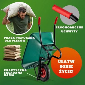 Taczka GREG z plastikową kuwetą, max. 100l/250kg, zielony/czarny Gardebruk