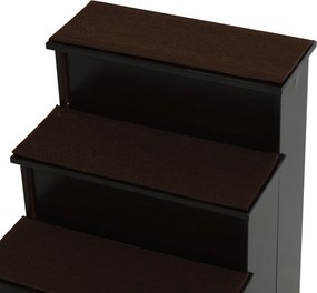 PawHut Schody dla Zwierząt Domowych, dla Psów/Kotów, 4-stopniowe, Krótkowłosy Plusz, do 30 kg, 40 x 59 x 54,2 cm, Ciemnobrązowy