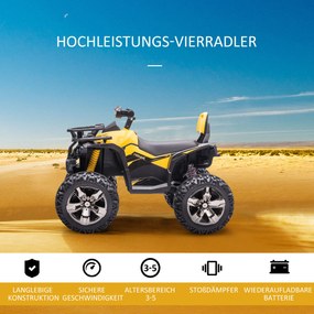 Homcom Mini Elektryczny Quad Pojazd dziecięcy ATV Motocykl dziecięcy z MP3 USB LED Żółty