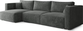Masseno Narożnik TOLMO z funkcją spania i pojemnikiem na pościel Narozniki L, Rozkładana sofa - Szary, LUMO 75