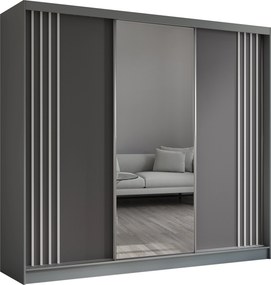 Szafa NELVIA - Szary / Lamele Białe / Bez szuflad / 240 cm