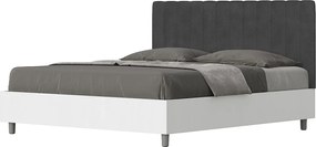 Łóżko bez stelaża 160x190 konstrukcja Frassino biała zagłówek microfibra Szary Kaia
