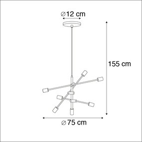 Inteligentna przemysłowa lampa wisząca czarna, w tym 6 WiFi ST64 - SydneyPrzemysłowy Oswietlenie wewnetrzne