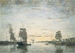 Obraz na szkle - Eugène Boudin, Entrance to the Harbor, Le Havre, reprodukcje (70x50 cm)