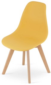 Musztardowe krzeslo KITO z bukowymi nogami