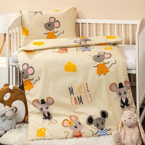 4Home Dziecięca pościel bawełniana do łóżeczka Little mouse, 100 x 135 cm, 40 x 60 cm