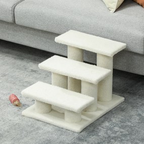 PawHut Schodki dla kota 3 stopnie Schodki dla zwierząt Schodki dla kota Schodki z pluszem 45 x 35 x 34 cm cm Beżowy | Aosom PL