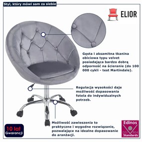 Szary fotel obrotowy welurowy  C7-Z91