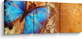 Obraz - Niebieski motyl (z zegarem) (90x30 cm)