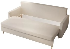 Kremowa tapicerowana welurem sofa rozkładana - Petra