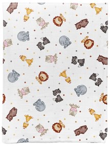 Biały koc dziecięcy muślinowy 75x100 cm Zoo – Mijolnir