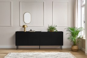 Komoda Desin 220 cm z metalowymi nogami - czarny mat / dąb nagano