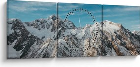 Obraz ośnieżonych szczytów, Fiordland (z zegarem) (90x30 cm)