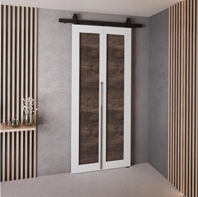 Drzwi Przesuwne QUDIO M1 Biały + Jesion Ciemny 70