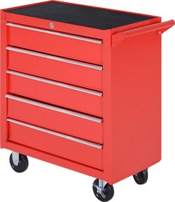 DURHAND Szafka na kółkach, Szafka narzędziowa do garażu, schowka, Stal, 69Dł x 33Szer x 75Wys cm, Czerwony