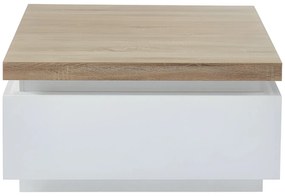 Ława HALO II – 2 szuflady – lakierowany MDF – oświetlenie LED – kolor: biały i dębowy