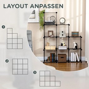 HOMCOM Półka na Buty Modułowa 9 Sześcianów Stal Czarny 35x35x35cm na Sześcian | Aosom PL