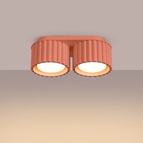 Plafon dwupunktowy AURA 2 brzoskwiniowy GX53 ryflowany SOLLUX  LIGHTING