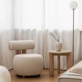 Kremowy designerski fotel HANNA, dąb