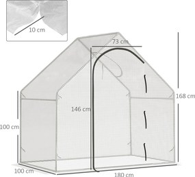 Outsunny Szklarnia przechodnia, 1,80 x 1,00 x 1,68 m, szklarnia foliowa, wytrzymała folia, Biała